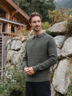 Grüner Oversize-Polopullover aus Strick