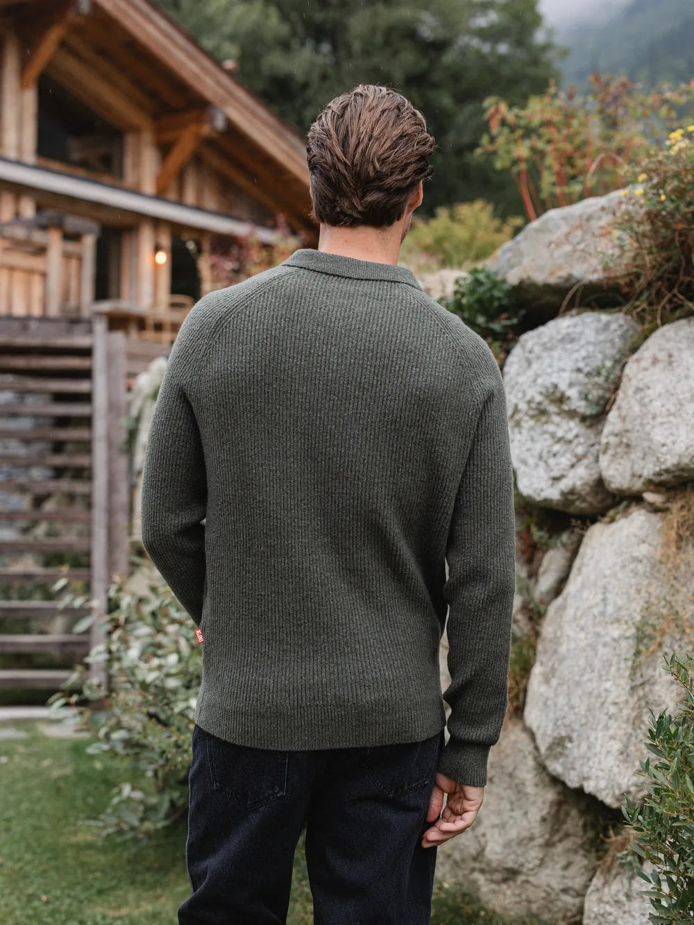 Green Knit Oversized Polo Sweater