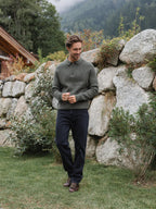 Grüner Oversize-Polopullover aus Strick