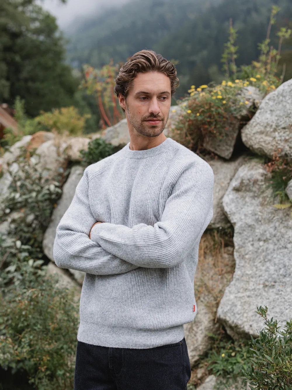 Grey Knit Oversized Raglan Sweater