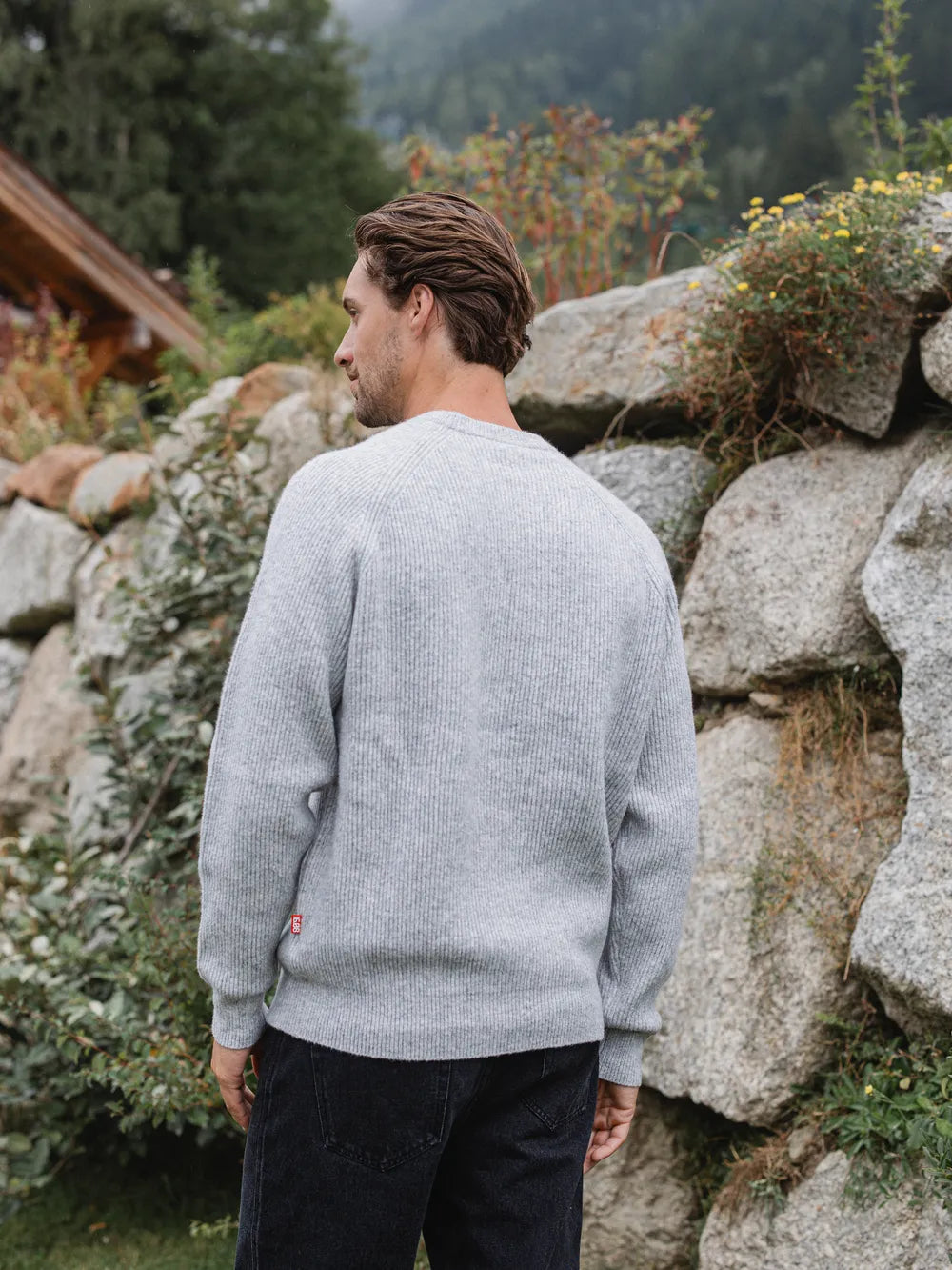 Grey Knit Oversized Raglan Sweater