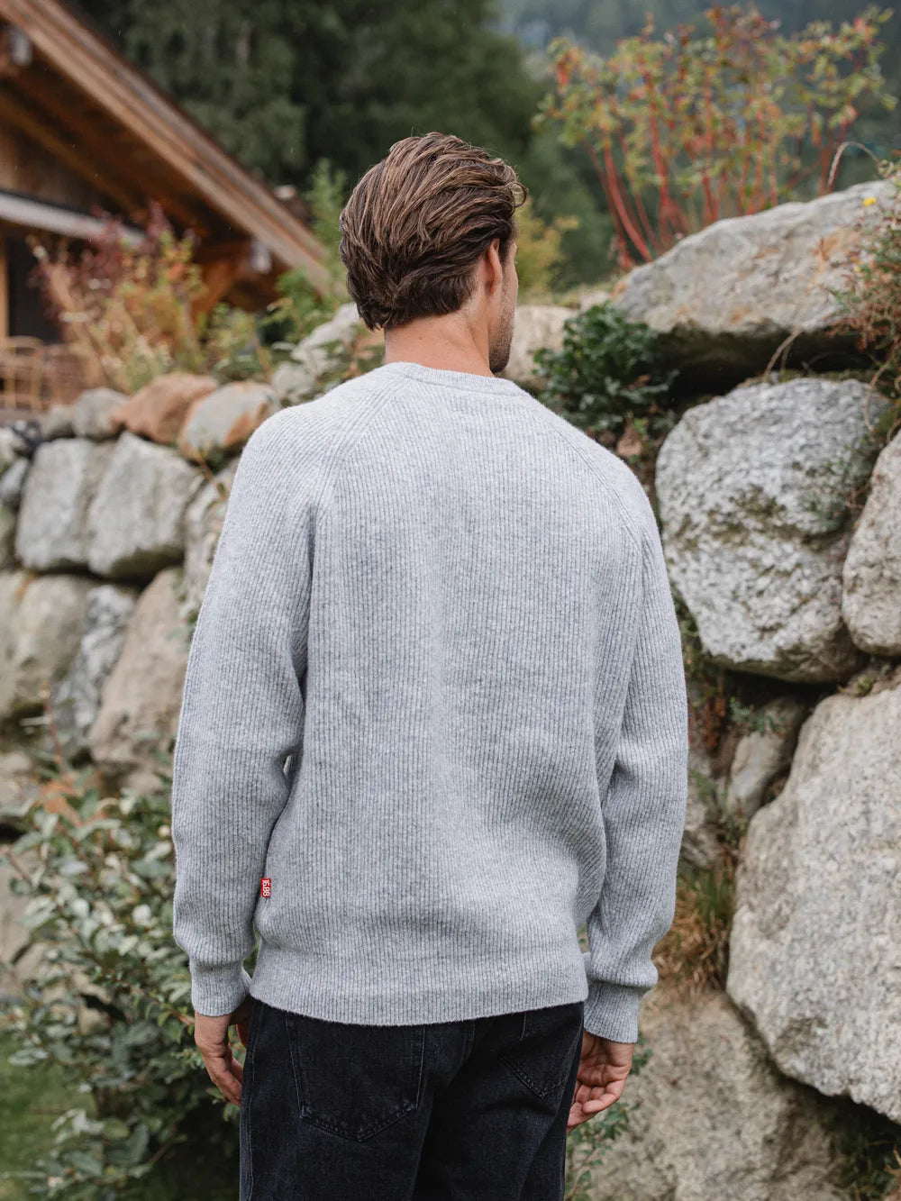 Grey Knit Oversized Raglan Sweater