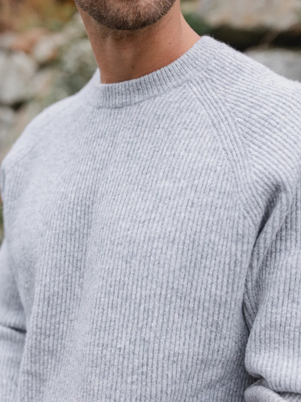 Grey Knit Oversized Raglan Sweater