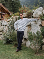 Gray Knit Oversized Raglan Sweater