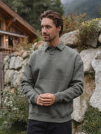 Green Melange Polo Sweater