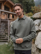 Green Melange Polo Sweater