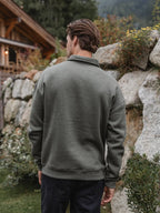 Green Melange Polo Sweater