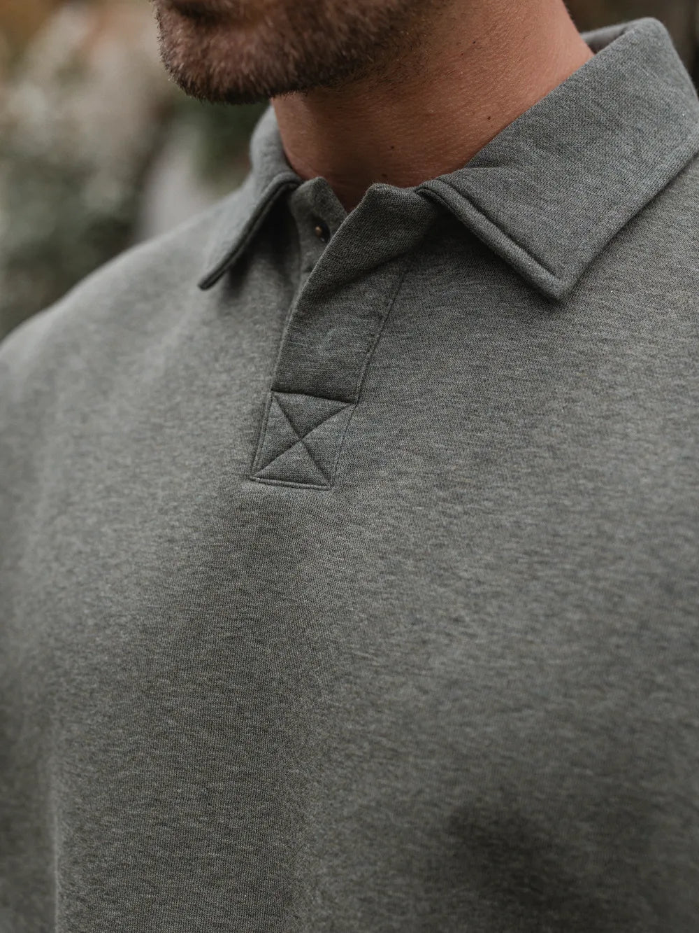 Green Melange Polo Sweater