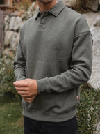 Green Melange Polo Sweater