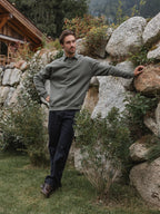 Green Melange Polo Sweater