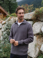 Dark Grey Rib Half Zip Sweater