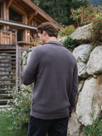 Dark Grey Rib Half Zip Sweater