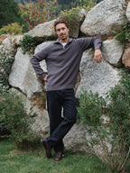 Dark Grey Rib Half Zip Sweater