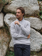 Light Grey Rib Half Zip Sweater