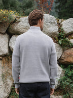 Light Grey Rib Half Zip Sweater