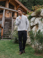 Light Grey Rib Half Zip Sweater