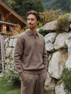 Brown Knit Pocket Polo