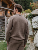 Brown Knit Pocket Polo