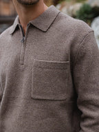 Brown Knit Pocket Polo