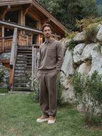 Brown Knit Pocket Polo