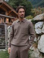 Brown Knit Pocket Polo