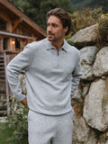 Grey Knit Pocket Polo