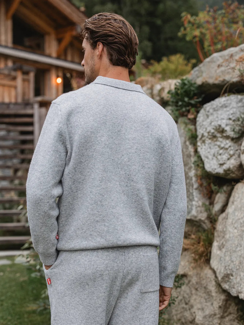 Grey Knit Pocket Polo