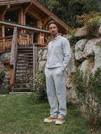 Graues Strick-Polohemd mit Tasche