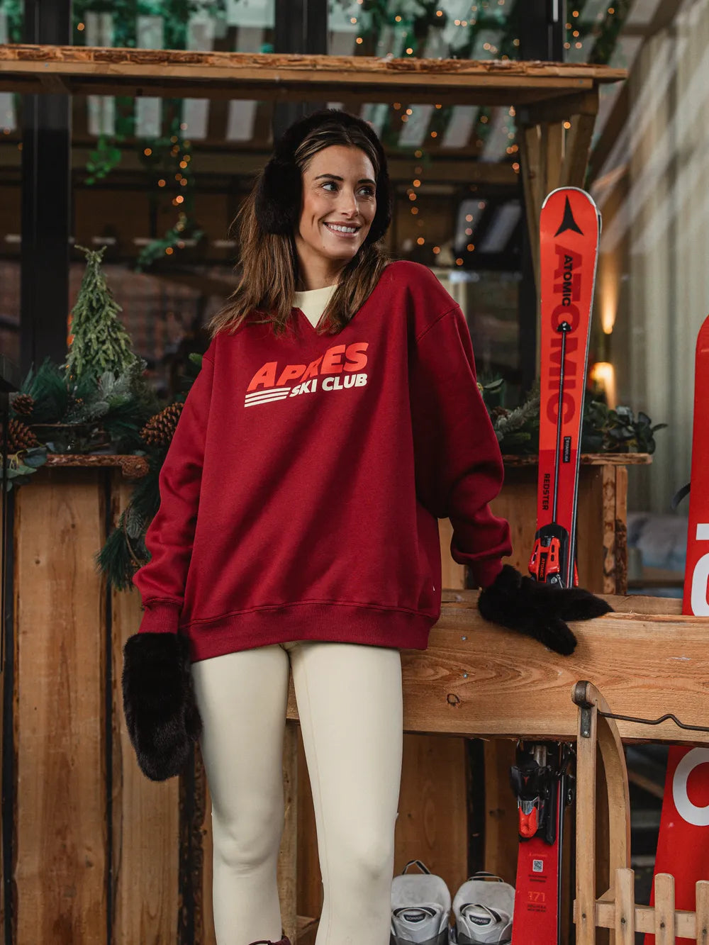 Bordeaux Red Oversized Ski Sweater