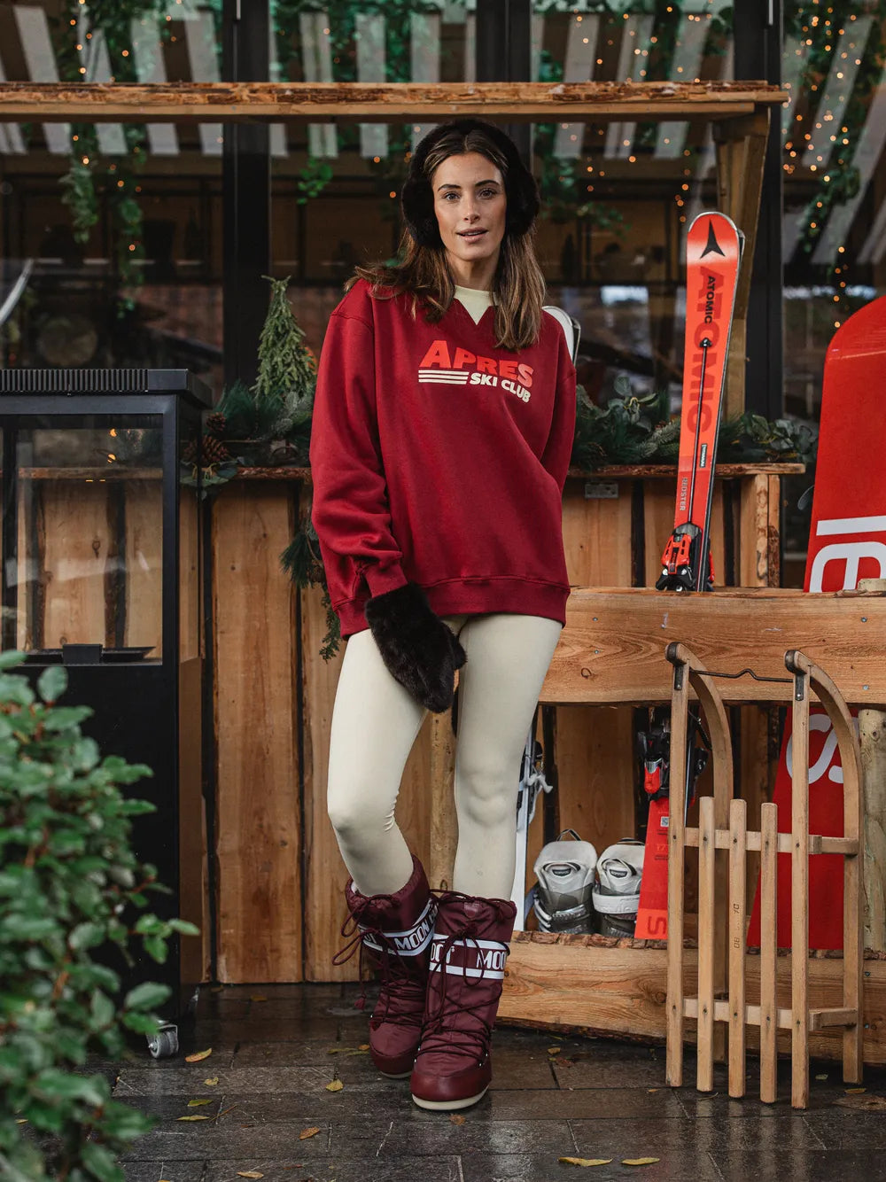 Bordeaux Red Oversized Ski Sweater
