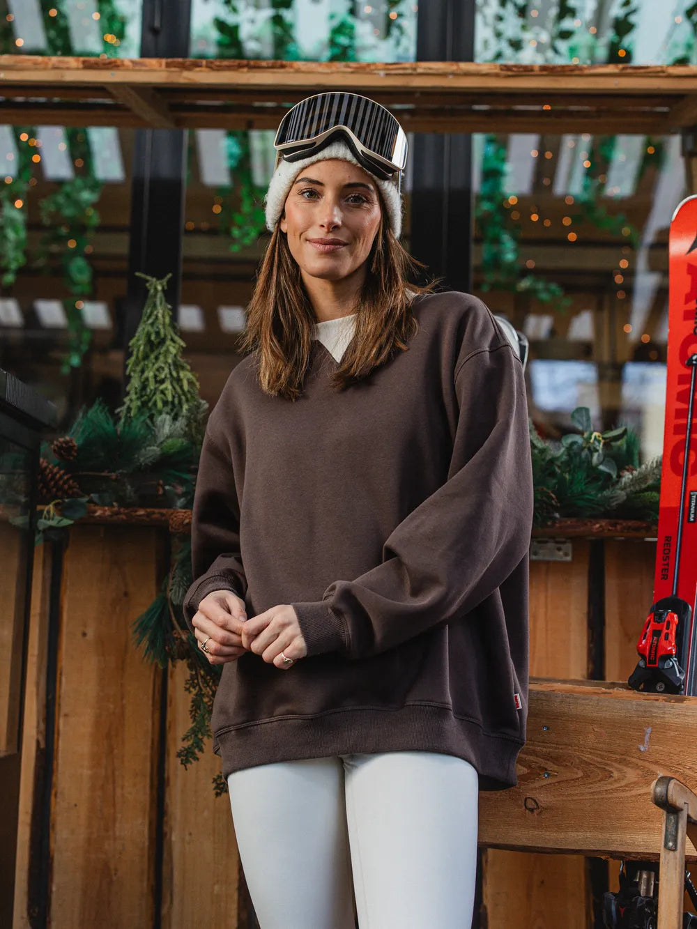 Brown Ski Coach Oversized Sweater