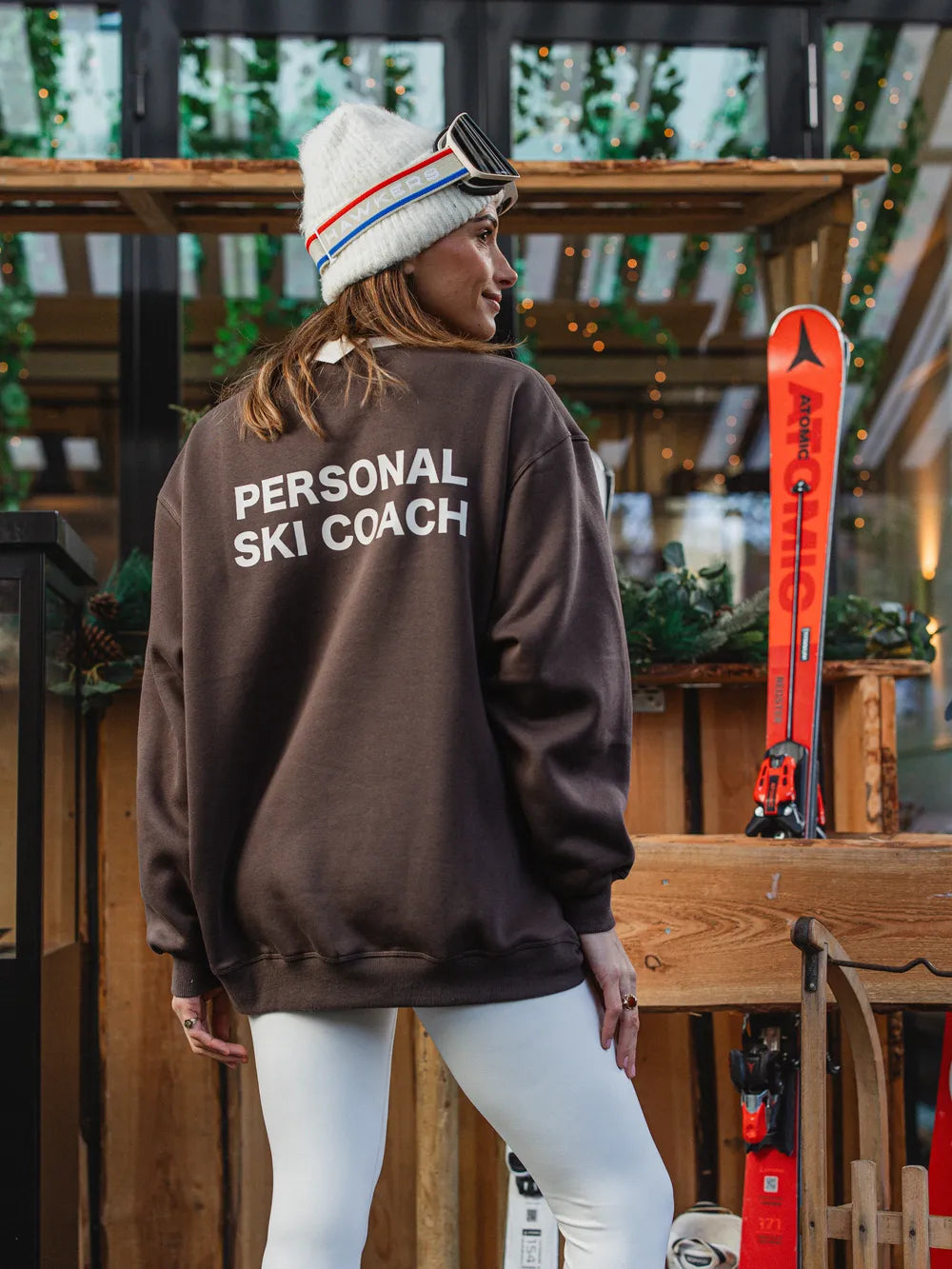 Brown Ski Coach Oversized Sweater
