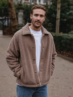 Braune Oversize-Teddyjacke