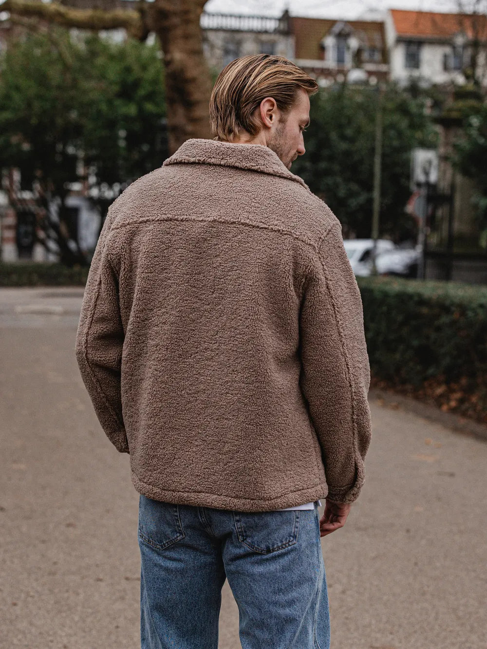 Braune Oversize-Teddyjacke