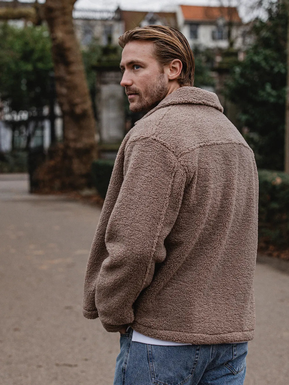 Brown Oversized Teddy Jacket