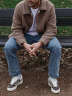 Braune Oversize-Teddyjacke