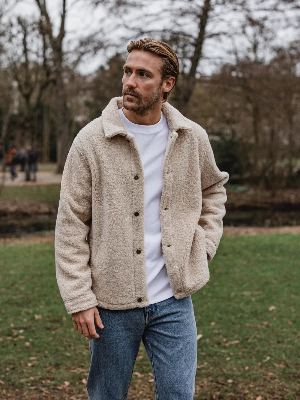 Beige Oversized Teddy Jacket