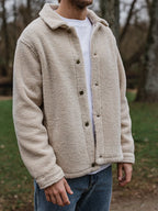 Beige Oversized Teddy Jacket