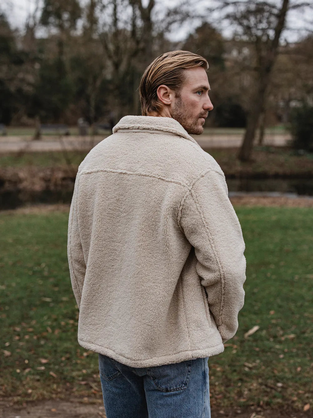 Beige Oversized Teddy Jacket