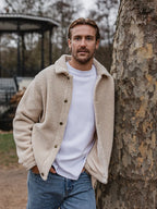 Beige Oversized Teddy Jacket