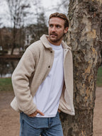 Beige Oversized Teddy Jacket