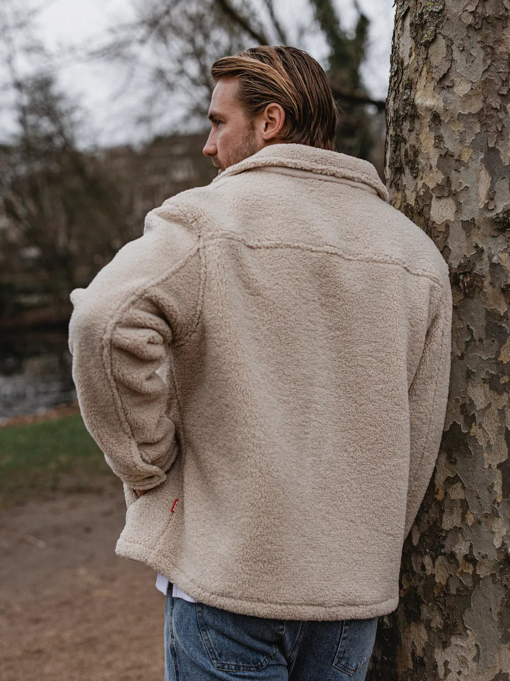 Beige Oversized Teddy Jacket