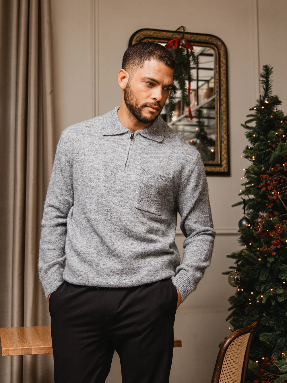 Grey Brushed Pocket Polo