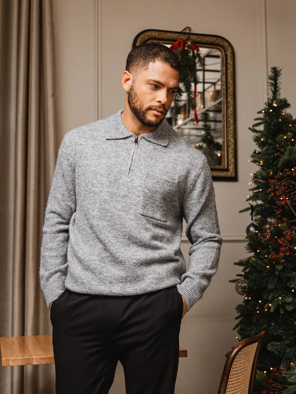 Grey Brushed Pocket Polo