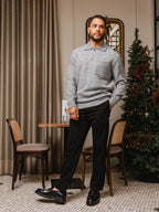 Graues Poloshirt mit gebürsteter Tasche