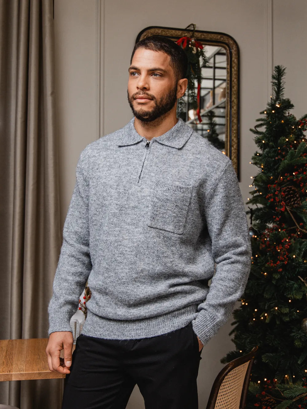 Grey Brushed Pocket Polo