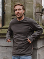 Dunkelgraues Langarmshirt aus Baumwolle