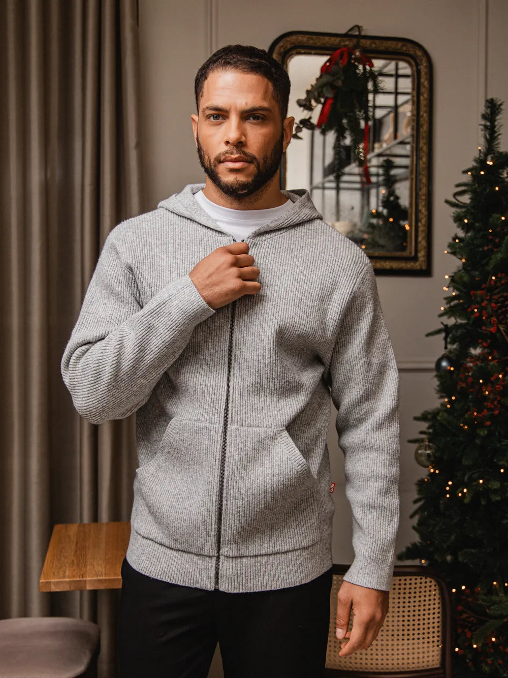 Light Gray Oversized Knit Cardigan