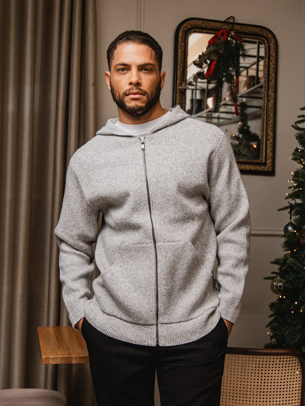 Light Gray Oversized Knit Cardigan