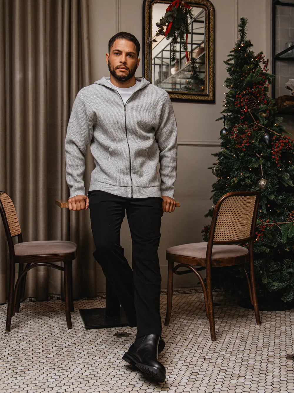 Light Gray Oversized Knit Cardigan